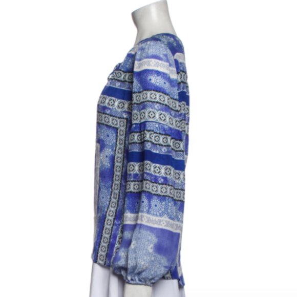 NWT Parker Olympos B482 Blue White Blouse Top Size Small $255 - Picture 2 of 3